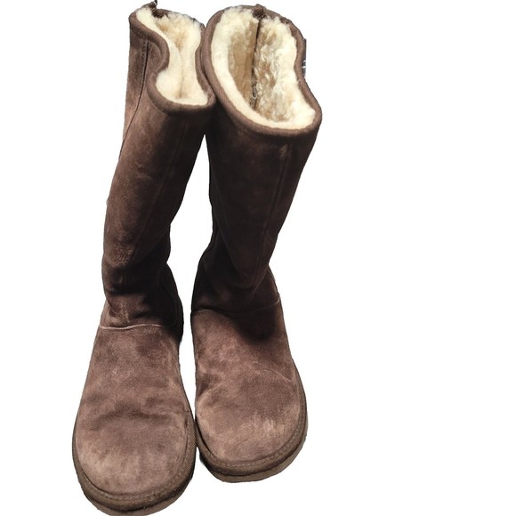 UGG Women's Brown Leather Knightsbridge Boots Size 10 #5119 - Picture 7 of 9